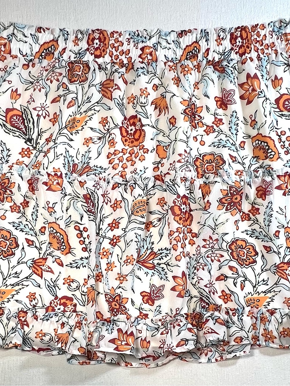 LOFT White Skirt with Orange Floral Print - Picture 2 of 7